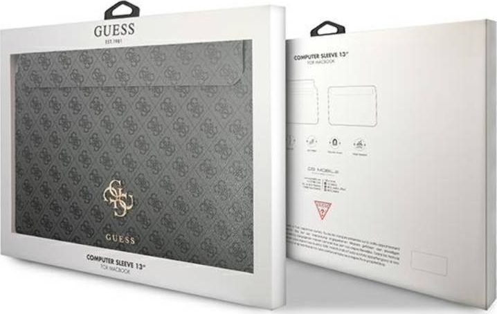 Këllëf laptopi Guess Sleeve, 15", lëkurë ekologjike, i hirtë