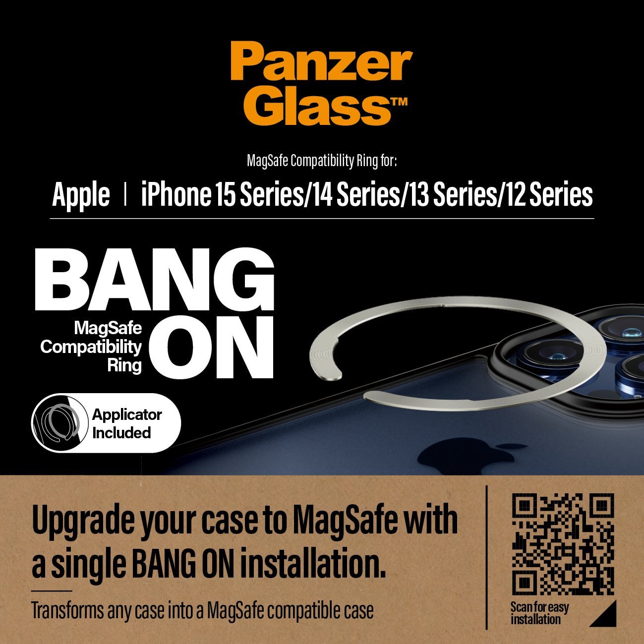Mbrojtëse ekrani PanzerGlass Bang, MagSafe, për iPhone 15 14 13 12, transparente