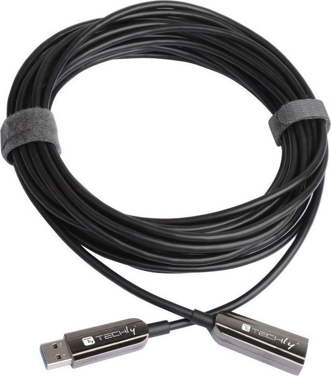 Kabllo aktive USB TECHly, USB 3.0 në 2x USB 3.0 dhe Micro USB, 20m, e zezë