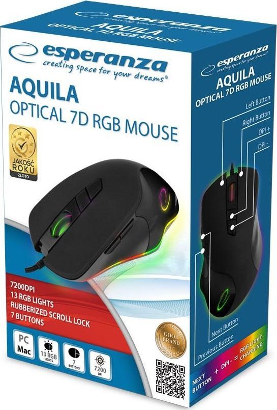 Mouse Esperanza EM132, optik, me kabllo, i zi