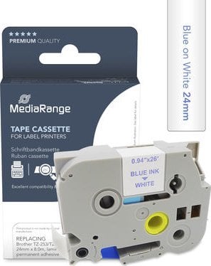 Касета за етикетирање MediaRange Brother TZ-253 TZe-253, 24mm, 8m, сина