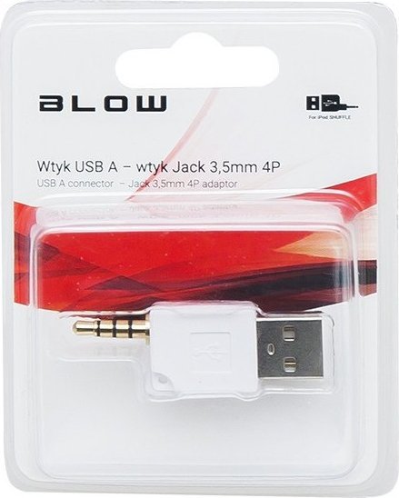 Adapter USB A në Jack 3.5mm 4 pin AUX, për iPod Shuffle, i bardhë
