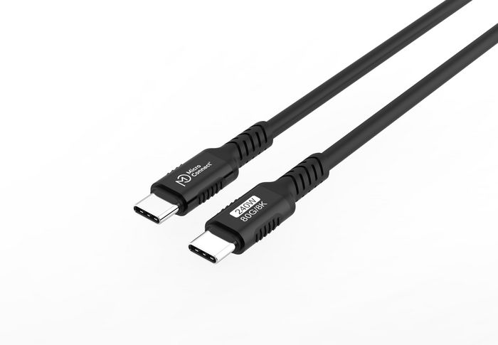 Kabllo USB C MicroConnect Premium, USB4 80Gbps 240W, 0.5m, gri