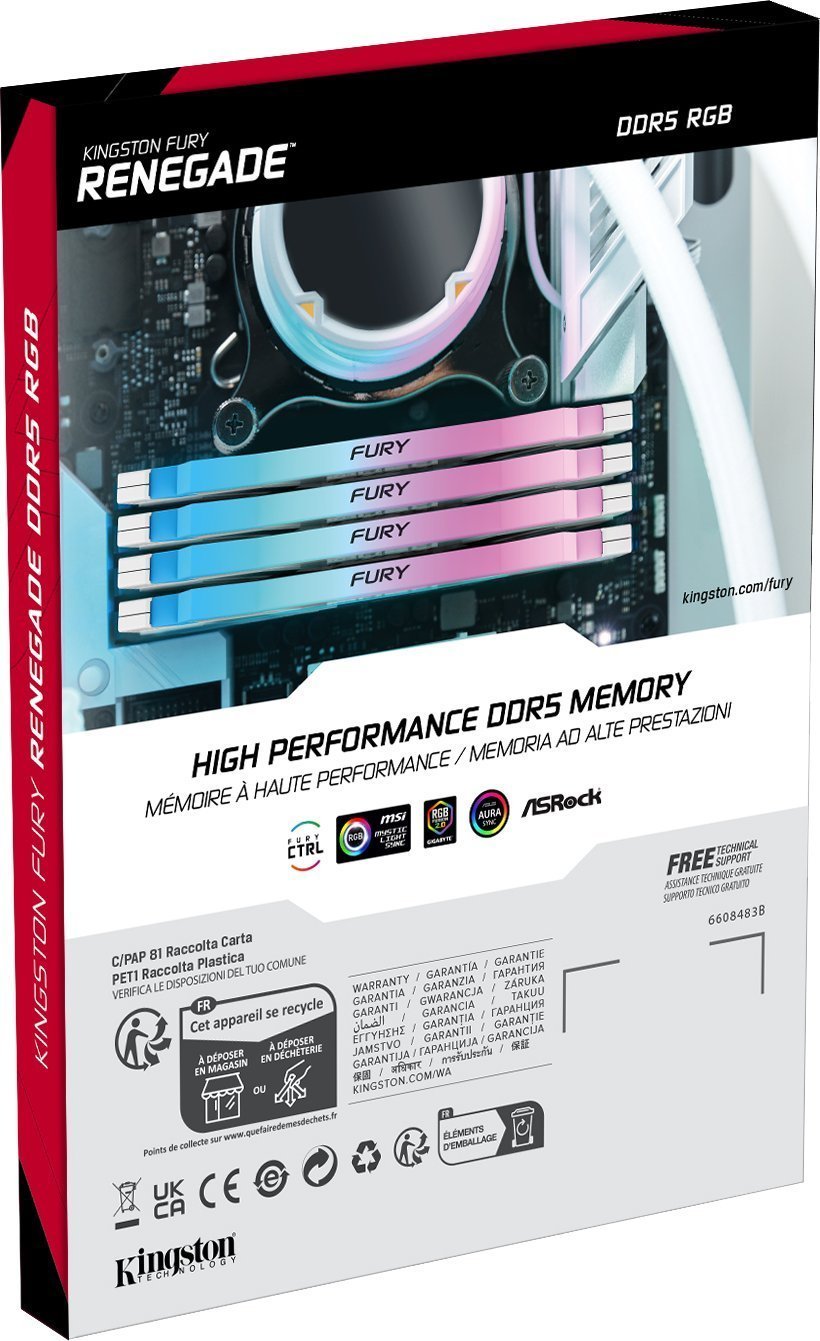 RAM Kingston FURY Renegade RGB, 24GB DDR5 8400MT/s CL40, XMP, e bardhë
