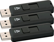 USB 2.0 V7 Slider, 4 GB, 3 copë, e zezë