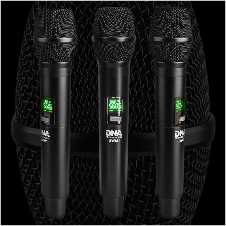 Sistem mikrofoni pa tela DNA UWM 1, UHF 560-590 MHz, distancë 50 m, i zi