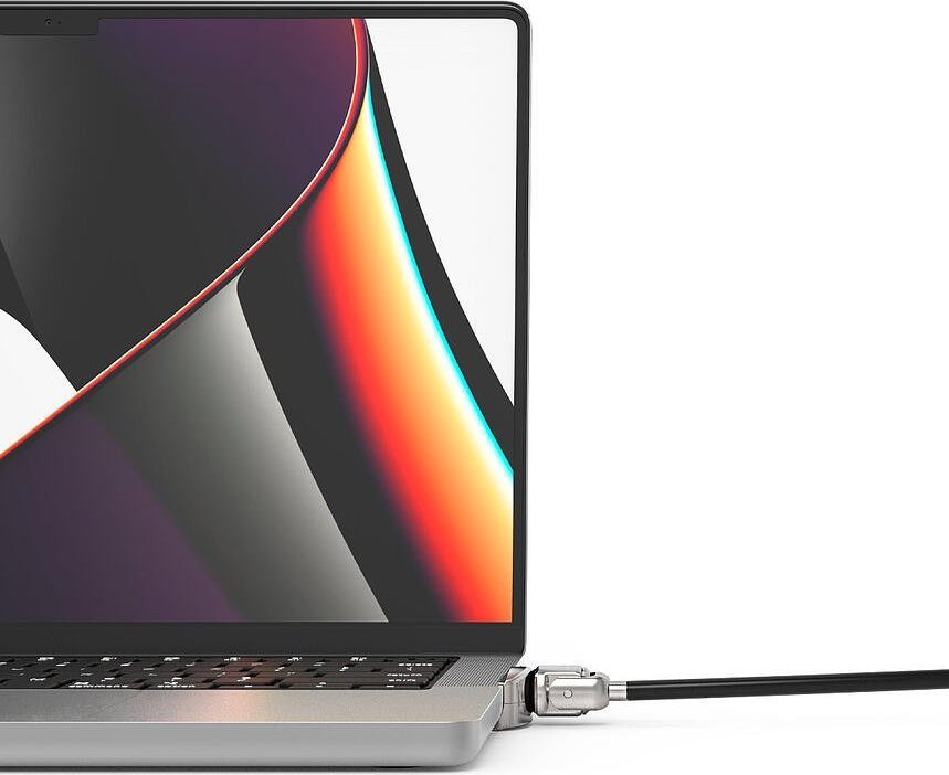 Adapter sigurie Compulocks Ledge Lock për MacBook Pro 14" M1 M2 M3, me kabllo sigurie, i argjendtë