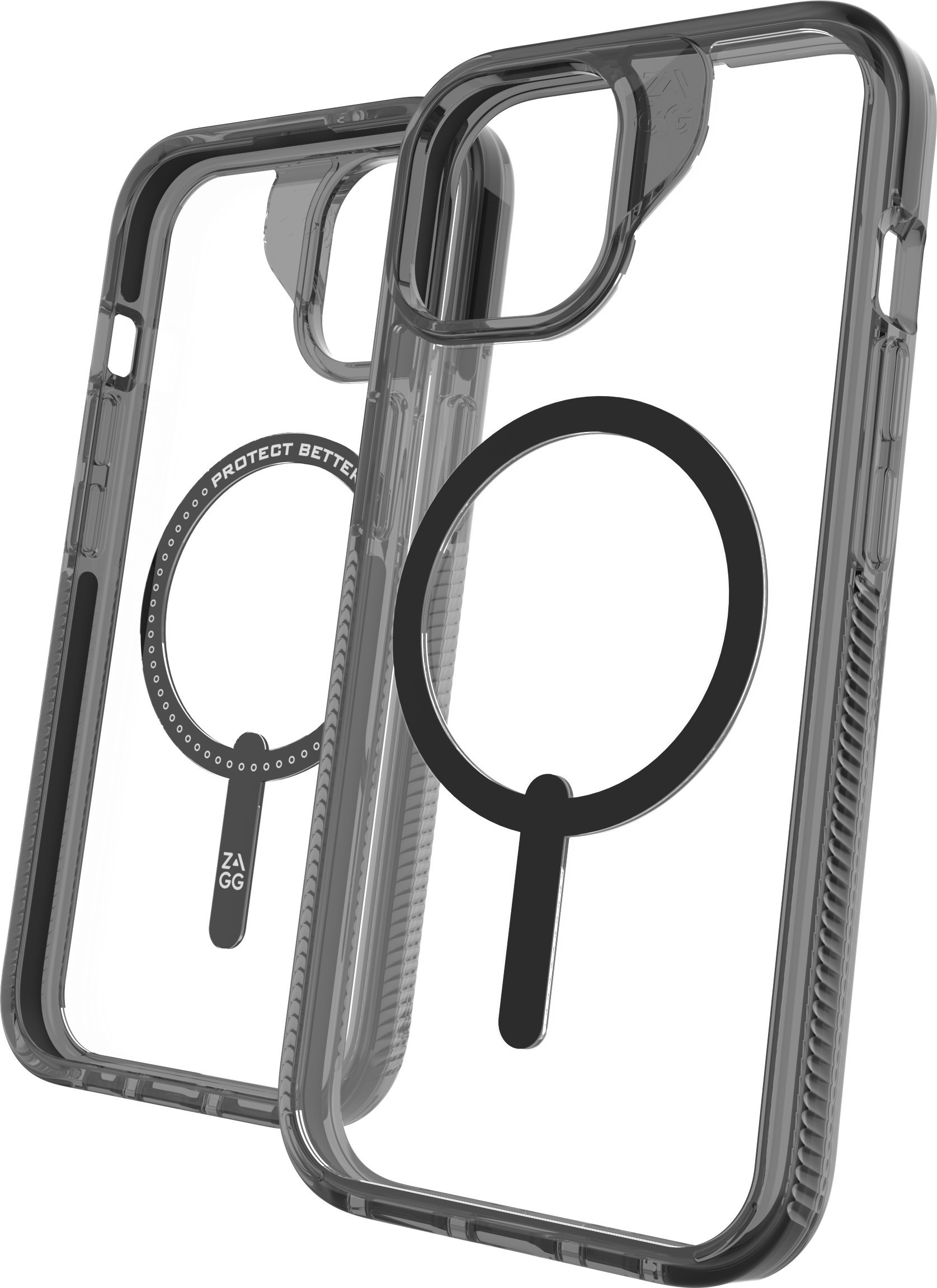 Mbështjellës telefoni ZAGG Santa Cruz, për iPhone 16e 15 14 13, transparent me kornizë të zezë