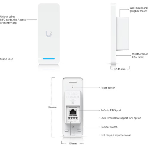 Sistem i kontrollit për dyer Ubiquiti Networks UniFi Access Ultra, i bardhë