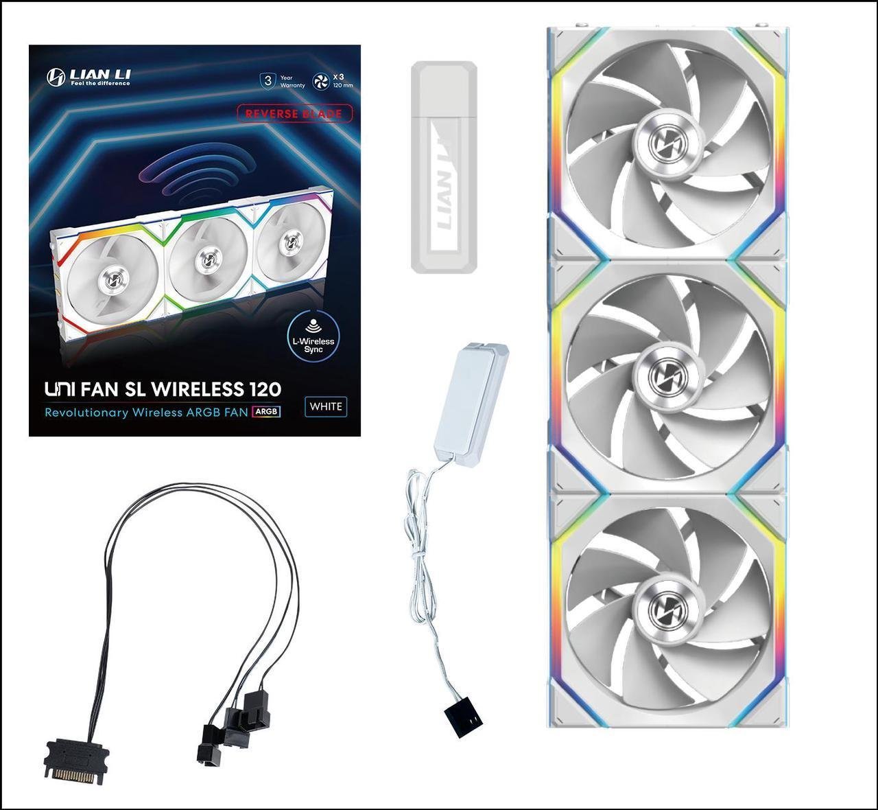 Ventilator kabineti Lian Li UNI FAN SL Wireless 120 Reverse Blade, 12 cm, RGB, i bardhë