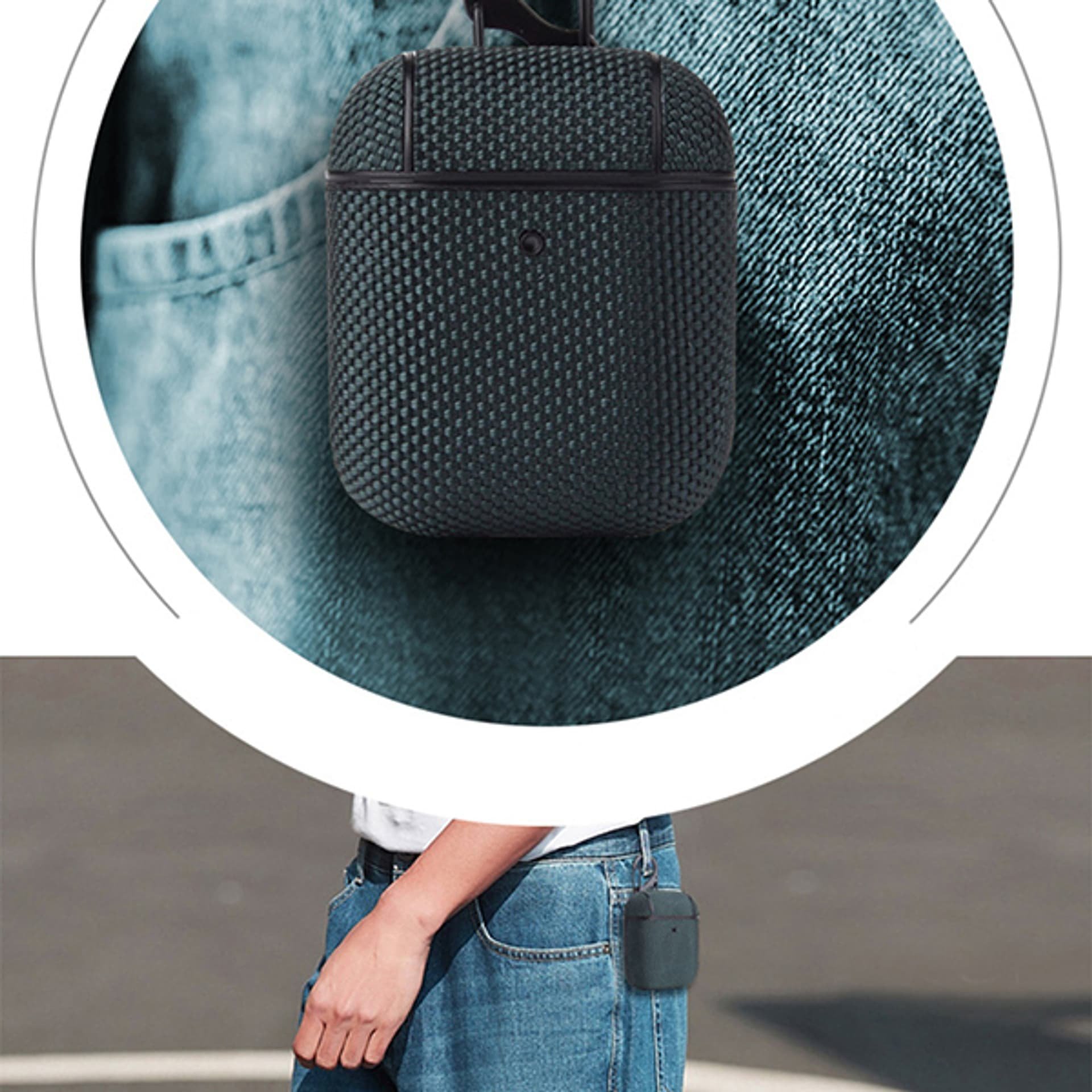 Mbulesë Beline për AirPods 1/2, TPU, me karabinë, jeshile