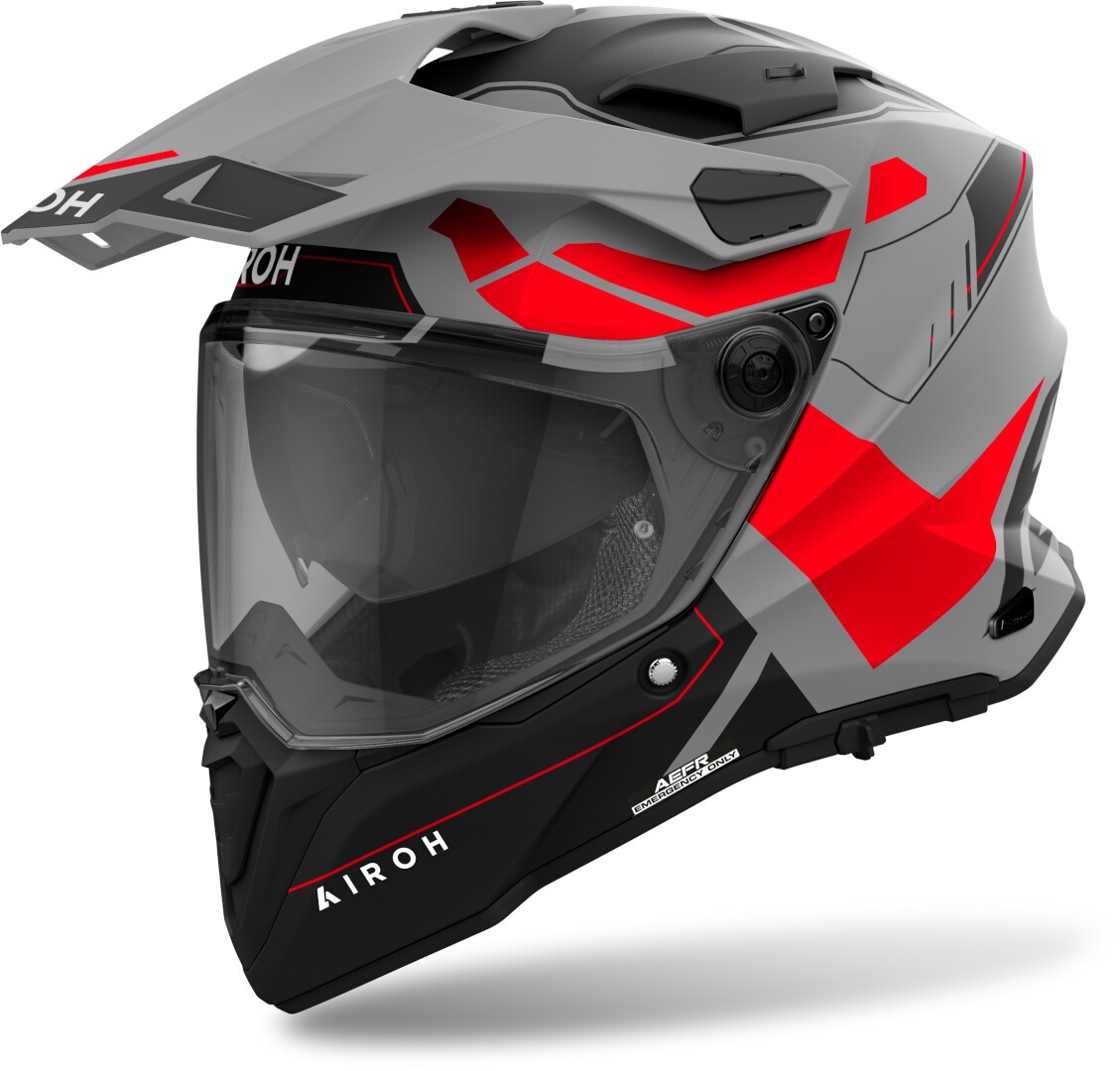 Helmetë motocross Airoh Commander 2 Reveal, XS, e zezë gri e kuqe