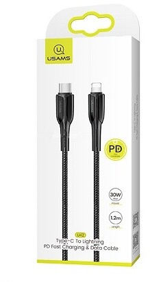 Kabllo USAMS SJ401 PD Lightning / Type C, (EU), e zezë