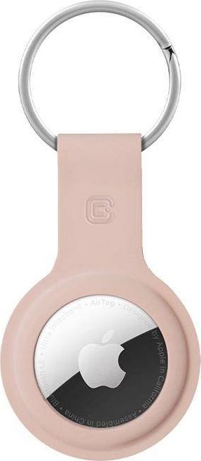 Mbajtëse Crong Silicone Case me unazë për Apple AirTag, silikon i lëngshëm, sandy pink