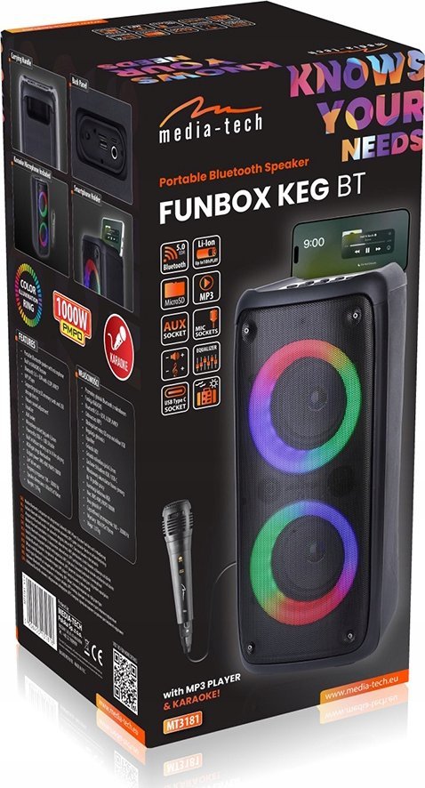 Altoparlant portativ Funbox MT3181, Bluetooth 5.0, 40W, me karaoke