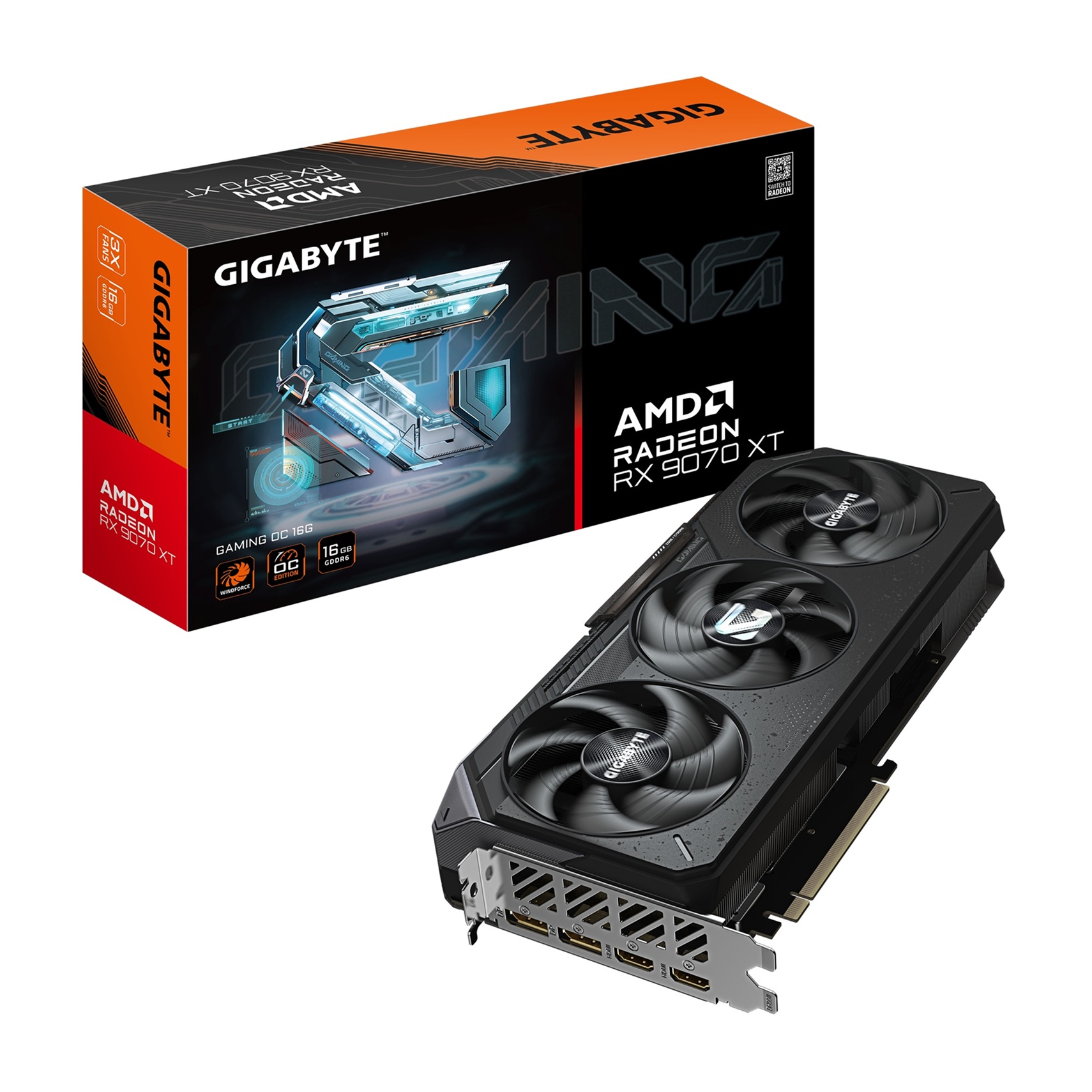 Kartë grafike GIGABYTE Radeon RX 9070 XT Gaming OC, 16GB GDDR6, PCI-E 5.0