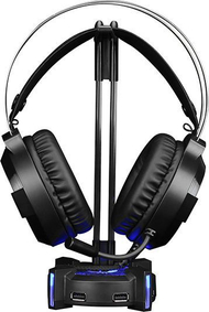 Mbajtëse për kufje Marvo, RGB, plastike, e zezë