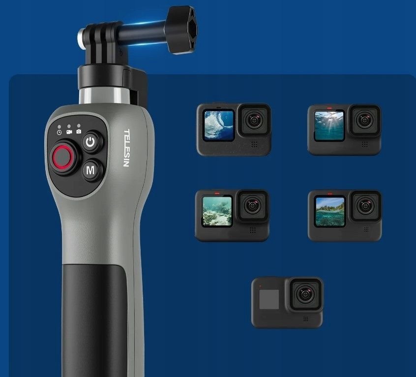 Селфи стап TELESIN Diving Underwater, 0.85m, водоотпорен, со бежичен далечински управувач за GoPro Hero 8 9 10 11 12