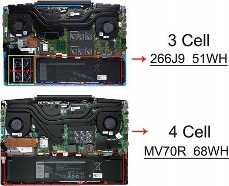 Bateri për Dell, 51WHR, 3 qeliza