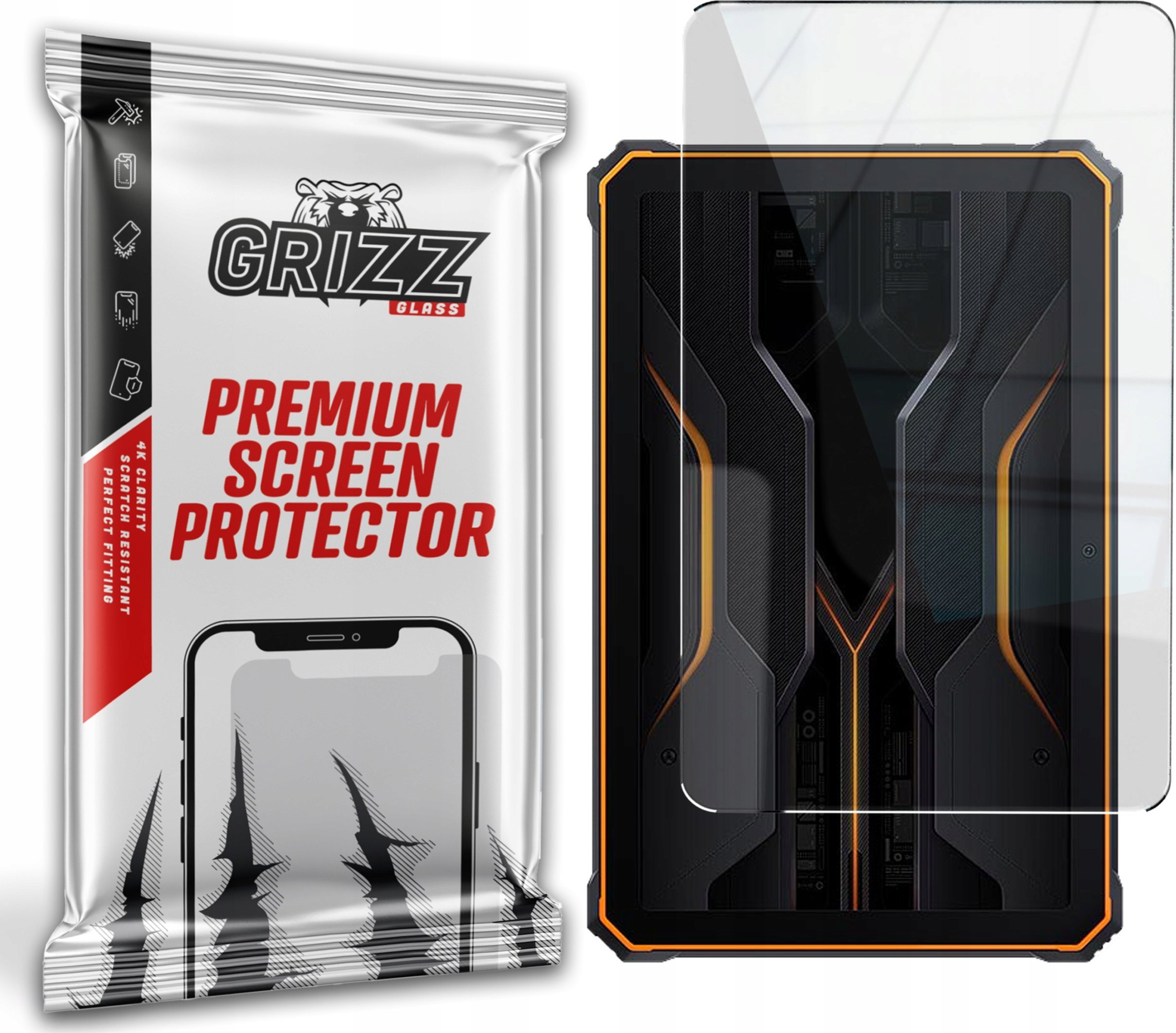 Xham mbrojtës hibrid GrizzGlass për Blackview Active 8 Pro, transparencë e lartë, rezistent ndaj gërvishtjeve, transparent