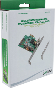 Мрежна картичка InLine Gigabit, PCIe x1, PoE+, M12 X-coded