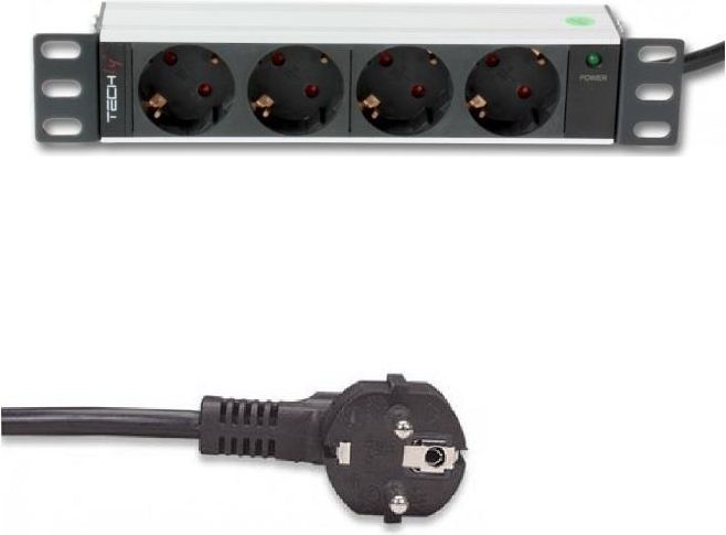 Prizë rryme rack Techly POWER STRIP RACK 10 1U, 4x Schuko, 250V 16A, 1.8m, e zezë