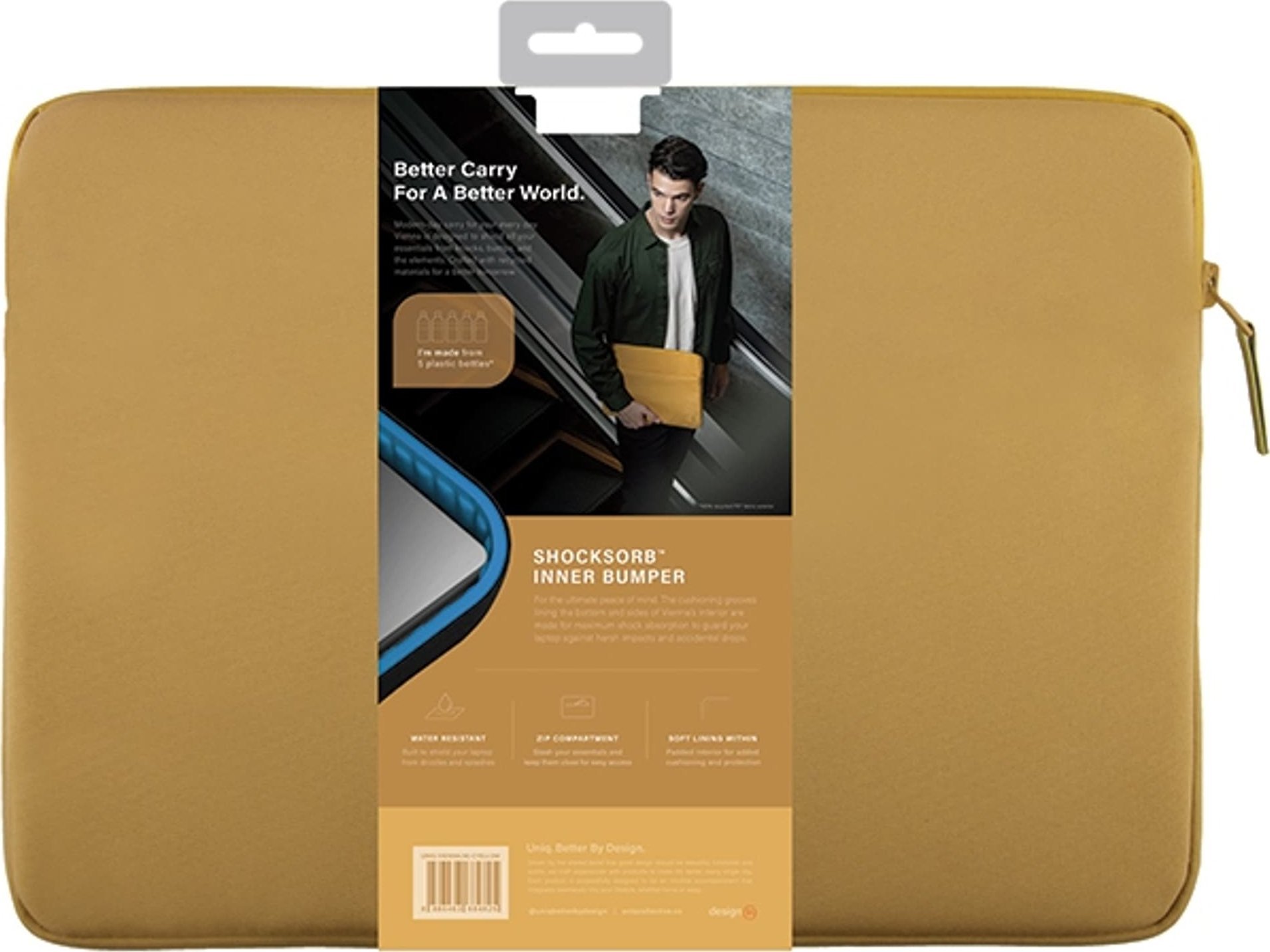 Çantë mbrojtëse laptopi Uniq Vienna, 14", rezistente ndaj ujit, e verdhë