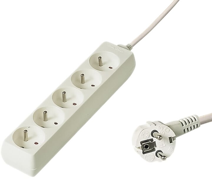 Kabllo vazhduese PremiumCord, 230V, 2m, 5 priza