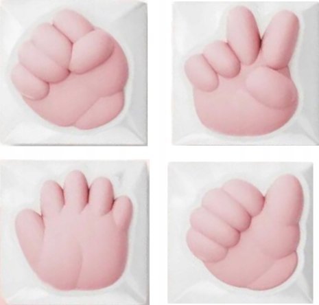 Set keycaps 3D Rock Paper Scissors, 4 copë, për tastierë mekanike, shumëngjyrëshe