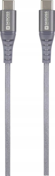 Кабел USB Skross USB C во USB 2.0, 1.2m, со плетенка, сива space