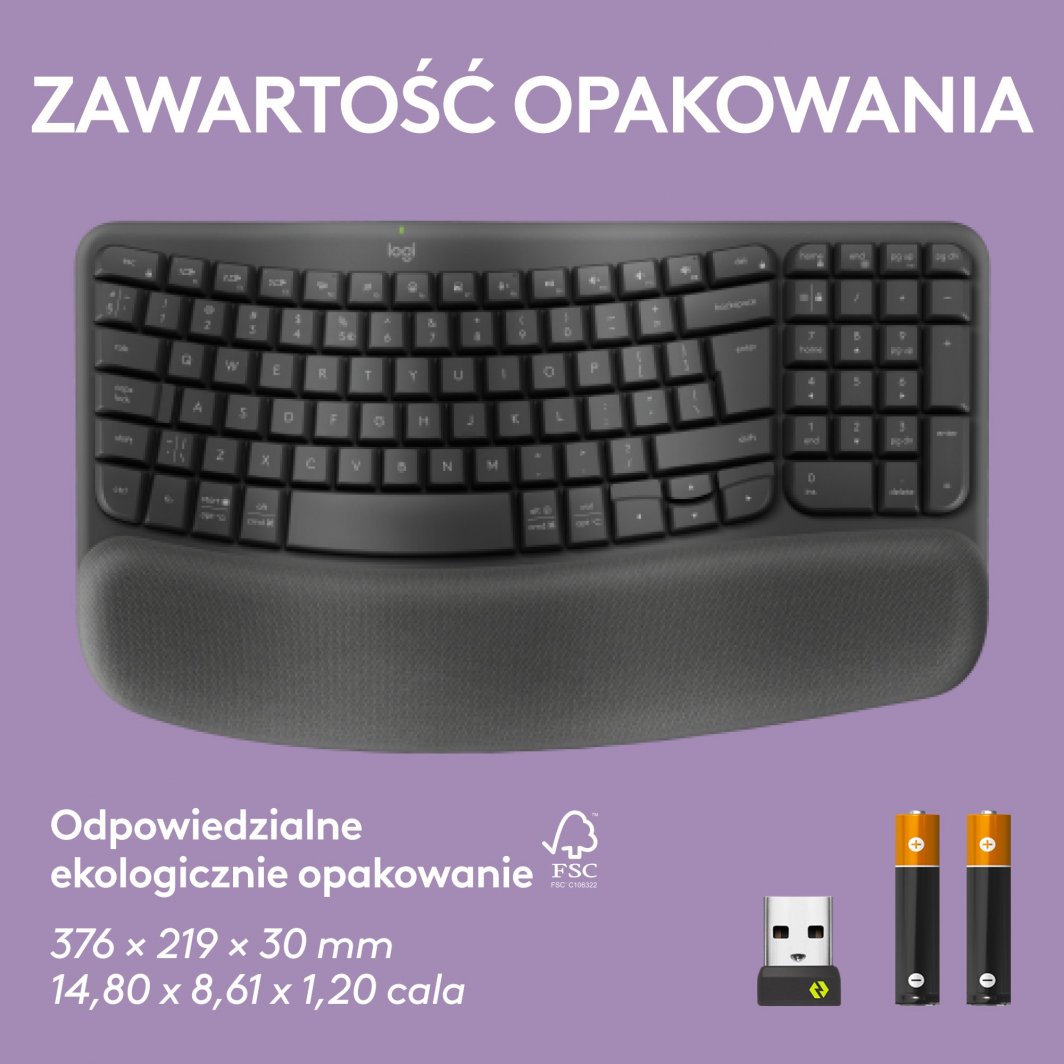 Tastierë Logitech Wave Keys, ergonomike, pa tela, grafit