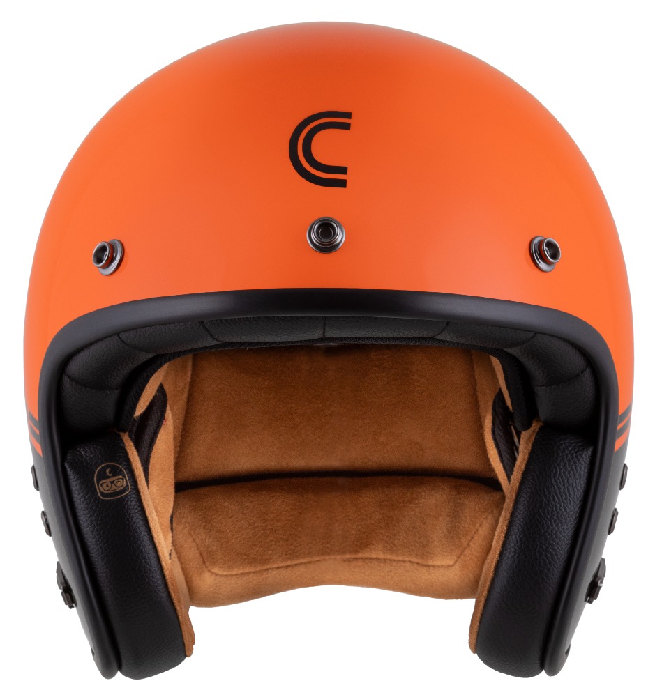 Helmë moto CASSIDA ESO Super Hooligan, open face, ECE 22.06, e zezë portokalli perlë