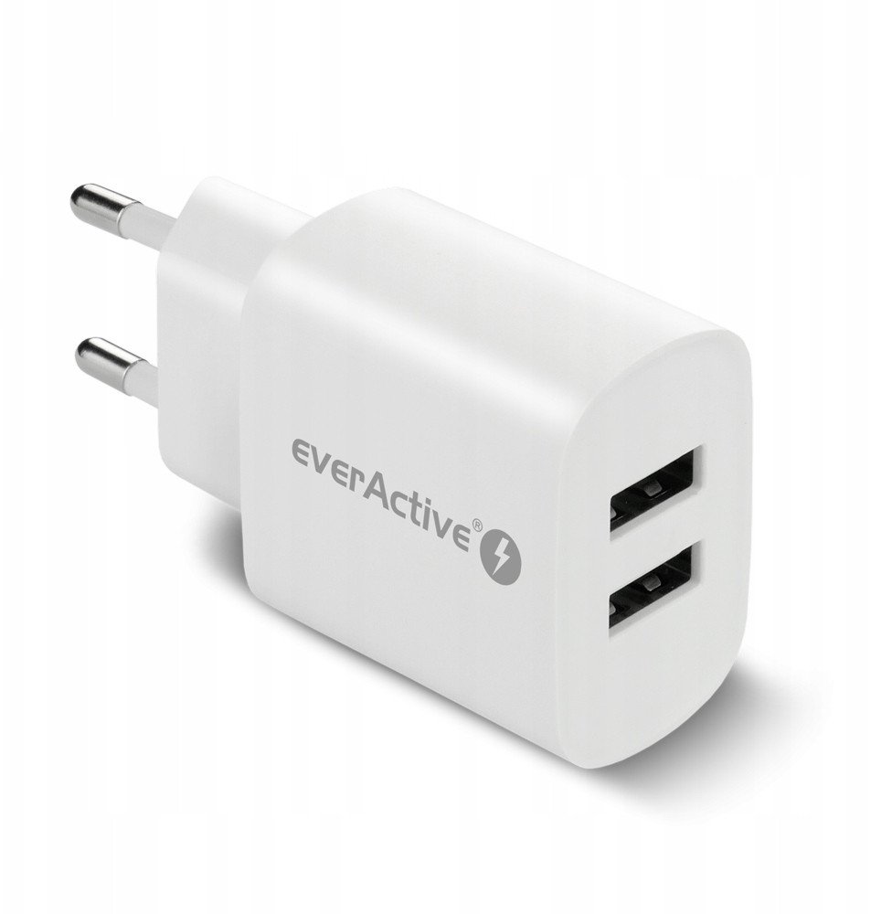 Adapter karikues everActive SC-220, 2x USB, 12W 2.4A, i bardhë
