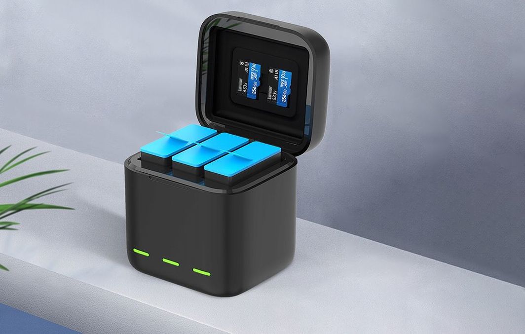 Karikues USB Telesin për 3 bateri të Gopro Hero 9, i zi