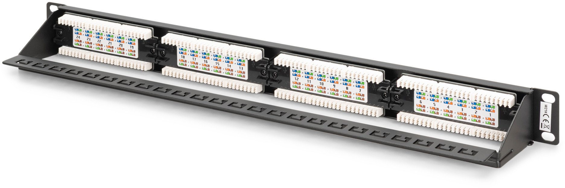 Patch panel Digitus CAT 6 Class E, 24 porta, 19", i paekranizuar