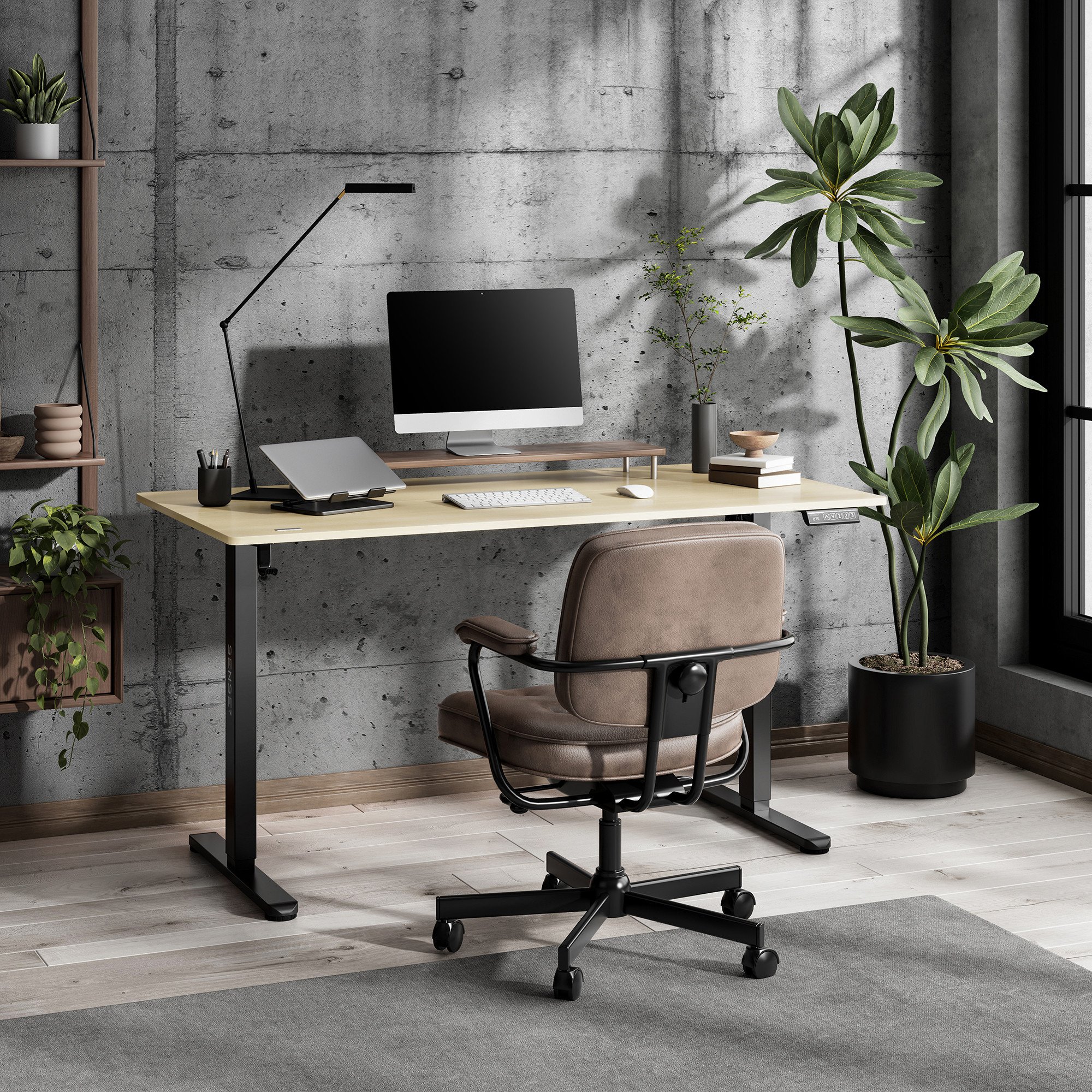 Tavolinë elektrike SENSE7 NOJO LIGHT, 140 x 70 cm, kafe e hapur