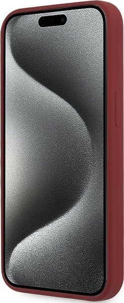 Kapak telefoni BMW Silicone Big Logo MagSafe për iPhone 15 Pro 6.1", silikon, i kuq