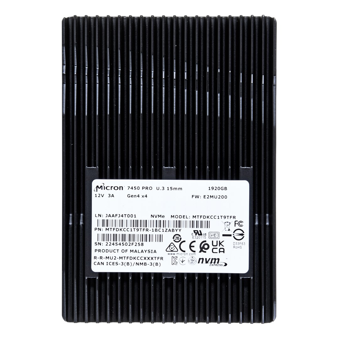 Disk SSD Micron 7450 PRO, 1.92TB, U.3, NVMe PCIe 4.0, e zezë
