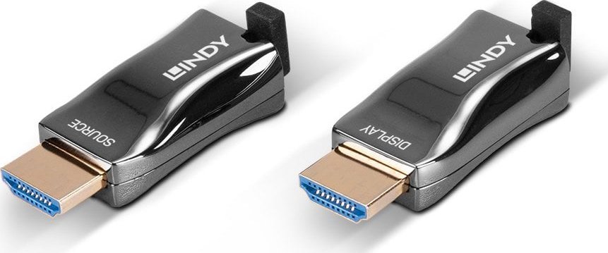 HDMI екстендер Lindy со оптичко влакно, 4K 60Hz, до 300m, црн