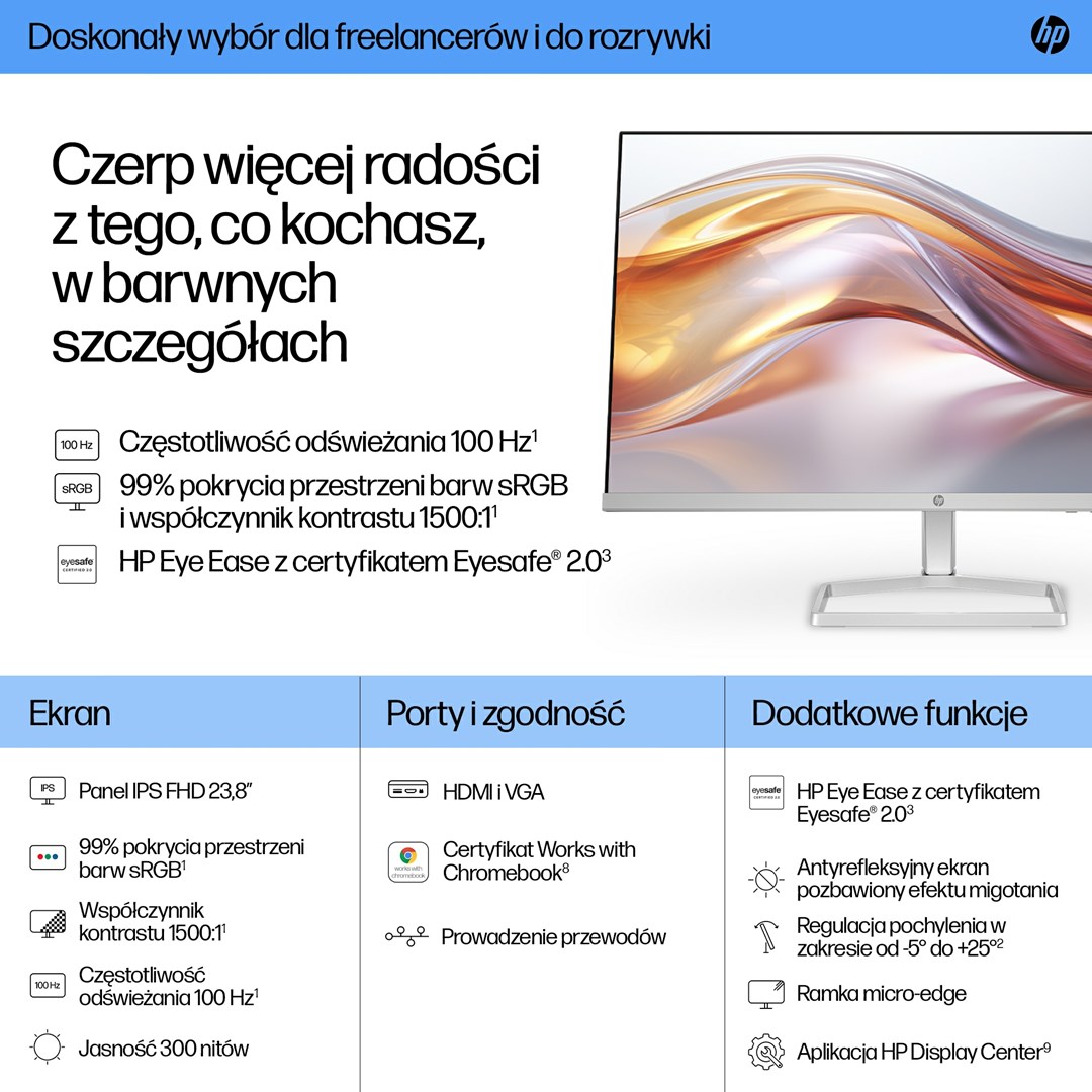 [OUTLET] Monitor HP 23.8-inch Series, 23.8", 1920 x 1080, 100 Hz, i argjendtë