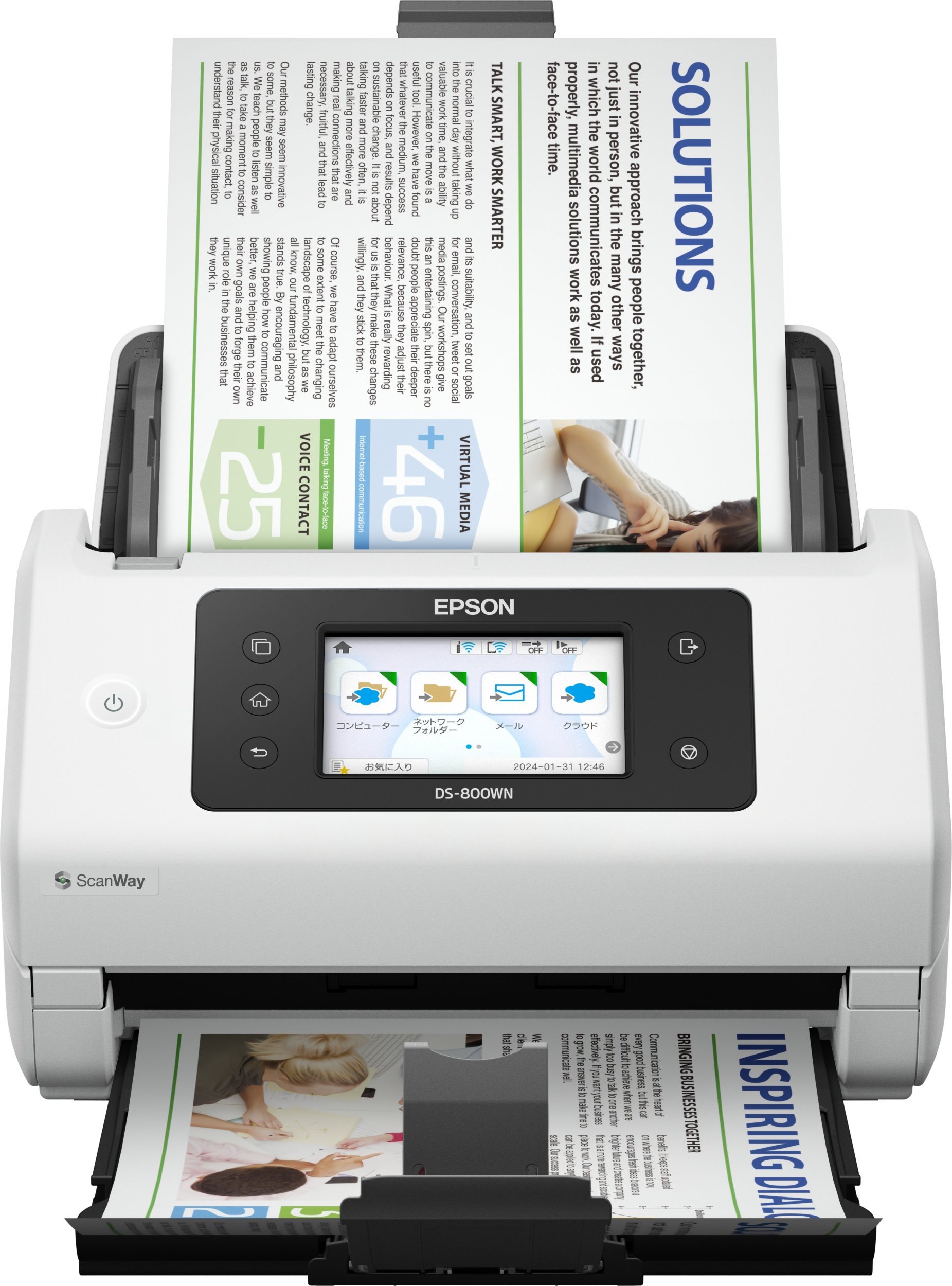 Скенер со вметнување листови Epson WorkForce DS-800WN, 600 x 600 DPI, A4, бел