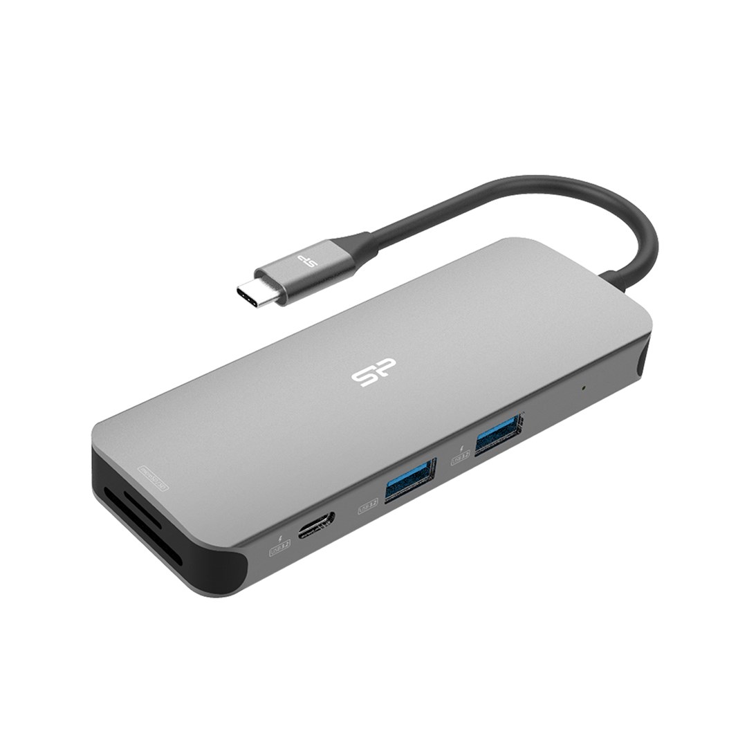 Stacion dokues SPU3C08DOCSR300G, USB-C, 100W, 8 porte, i argjendtë