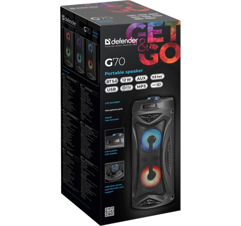 Altoparlant Bluetooth SPEAKER DEFENDER G70 12W BT/FM/TF/MIC LIGHTS
