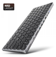 Tastierë me hub AXAGON HMC KB NRD, USB C 9in1, HDMI 4K, alumini, e zezë