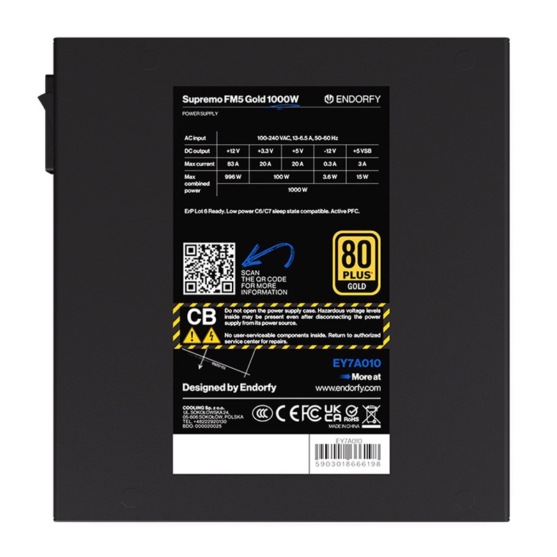 Furnizues me energji Endorfy Supremo FM5 Gold, 1000W, 80 PLUS Gold, ATX, i zi