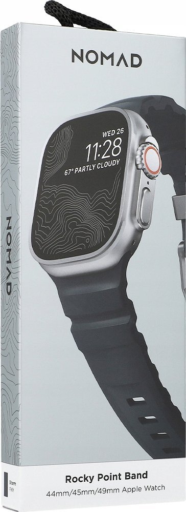 Rrip për Apple Watch Rocky Point Band, 46mm 49mm, gome FKM, Storm me titan natyral