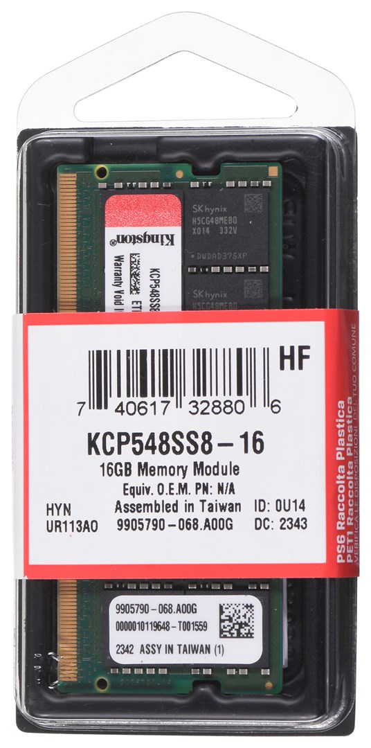 Memorie Kingston SODIMM DDR5, 16GB, 4800MHz, CL40, e zezë