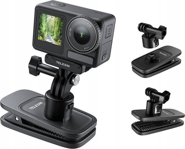 Држач за грб за спортска камера Telesin Backpack Mount, вртлив, магнетен, црн