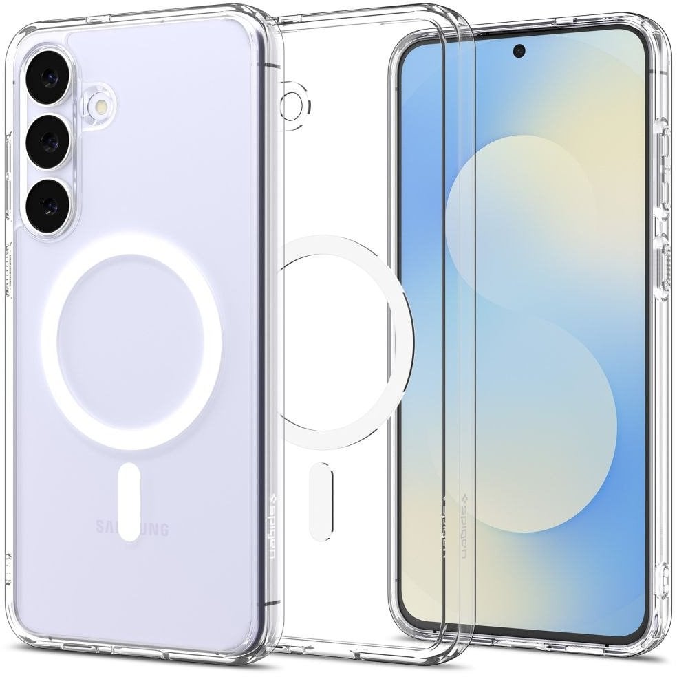 Mbulesë telefoni Spigen Ultra Hybrid MagFit për Galaxy S25 FE, transparente, e bardhë
