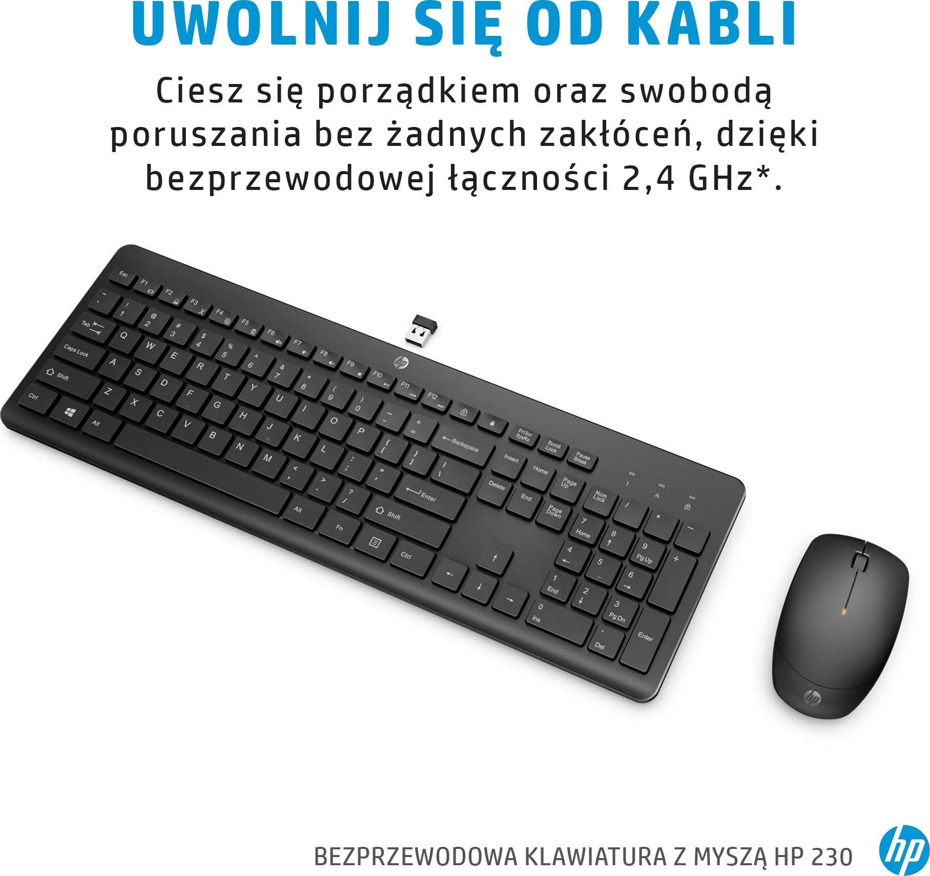 Set tastierë dhe maus HP 230, wireless 2.4 GHz, 1600 DPI, i bardhë